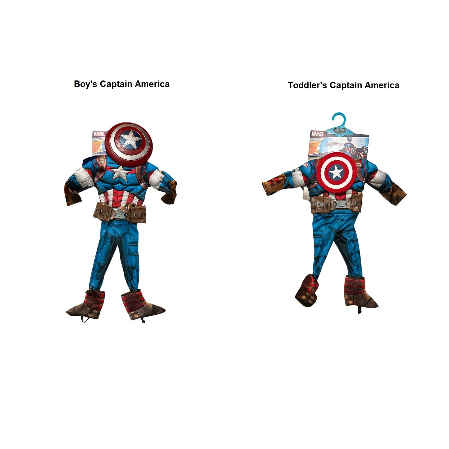 Rubies Marvel Boy's Captain America Jumpsuit, Shield & Mask Halloween Costume
