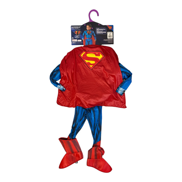 DC Superman Boy's Jumpsuit, Boot Tops, Belt & Cape Costume Set