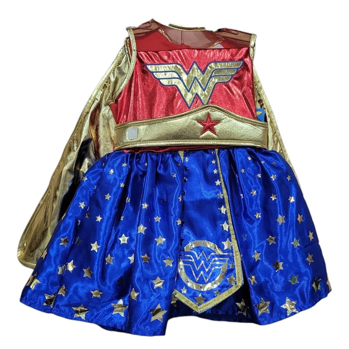 DC Wonder Woman Girls' Dress, Cape, Crown, Belt, Lasso & Shoe Covers Costume