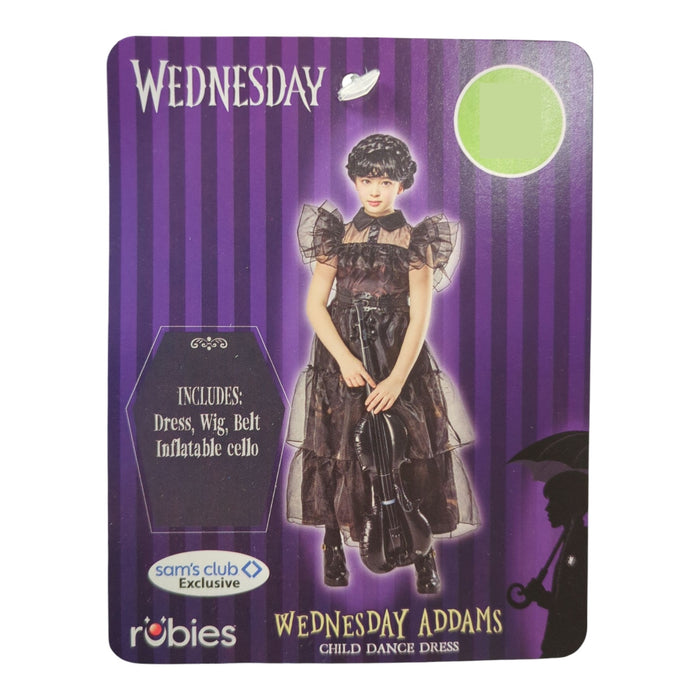 Rubies Kids Wednesday Addams Rave'n Dress Costume, Wig & Inflatable Cello