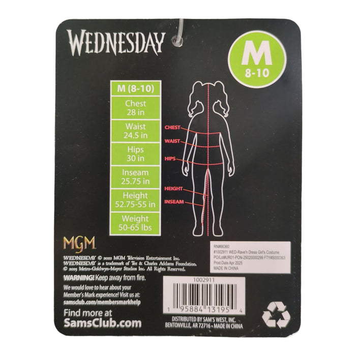 Rubies Kids Wednesday Addams Rave'n Dress Costume, Wig & Inflatable Cello