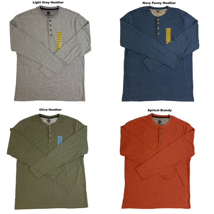 Weatherproof Men's Long Sleeve 4-Button Brushed Henley Tee