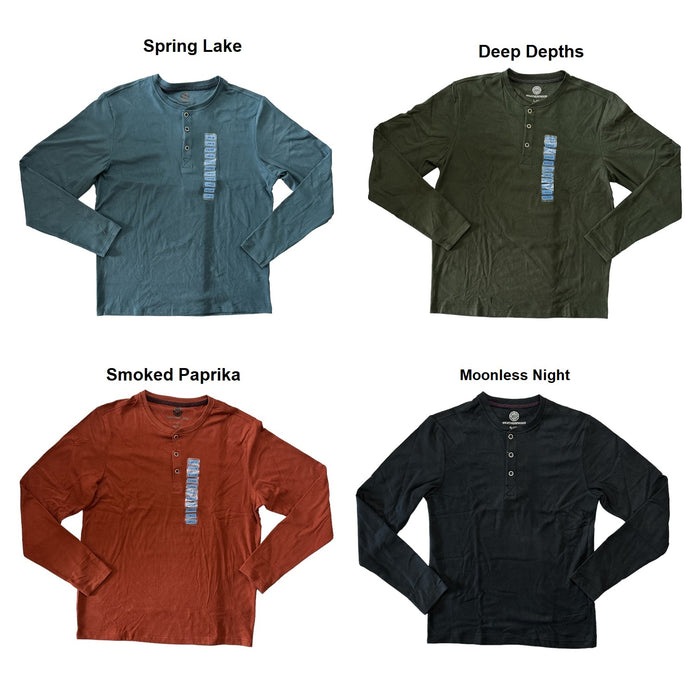 WP Weather Proof Men's 3-Button Long Sleeve Brushed Henley Tee