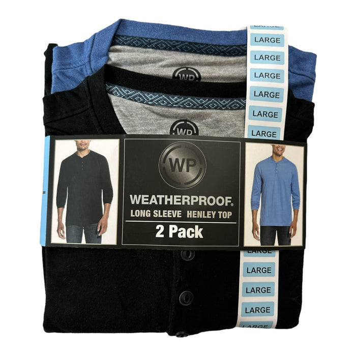 WP Weatherproof Men's 2-Pack Long Sleeve Brushed 4-Button  Henley Tops