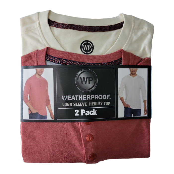 WP Weatherproof Men's Long Sleeve Four Button Tagless Super Soft Henley-2 Pack