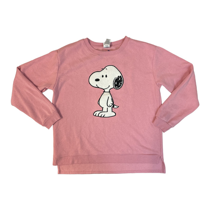 Peanuts Women's Snoopy Pink Fleece Lined Crew Neck Sweatshirt