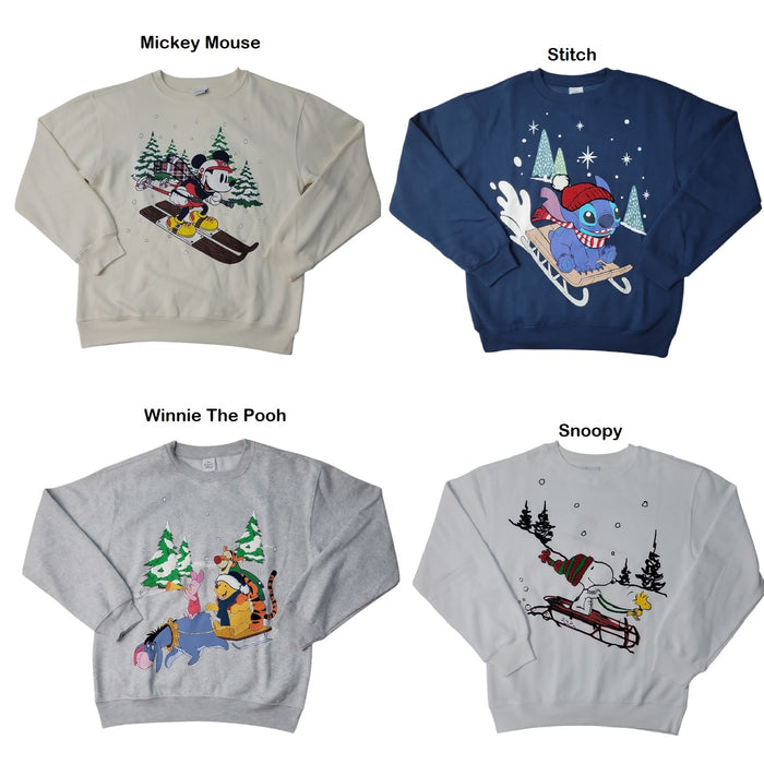 Women's Character Soft Crew Neck Embroidery Winter Sweatshirt