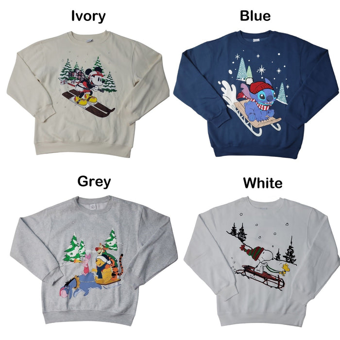 Women's Character Soft Crew Neck Embroidery Winter Sweatshirt