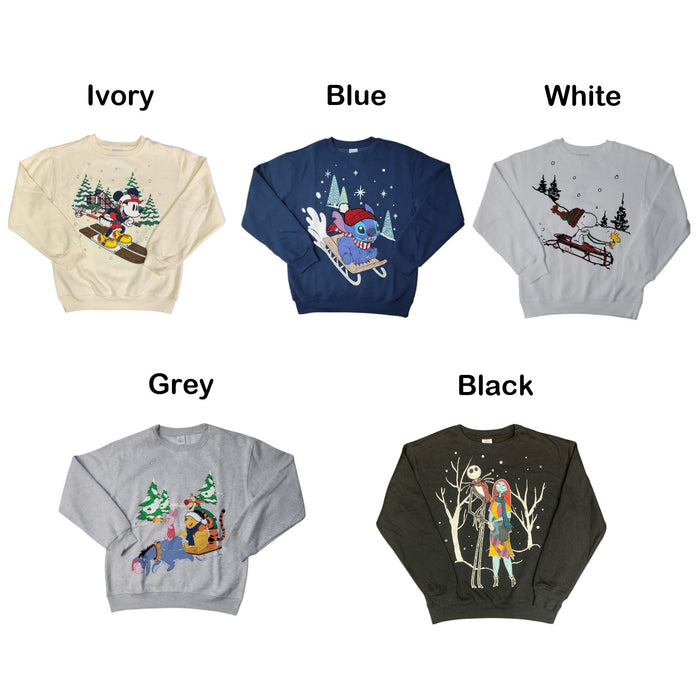 Women's Character Soft Crew Neck Embroidery Winter Sweatshirt