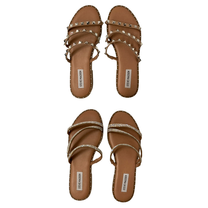 Steve Madden Women's Slip-On Three Band Studded Sandals