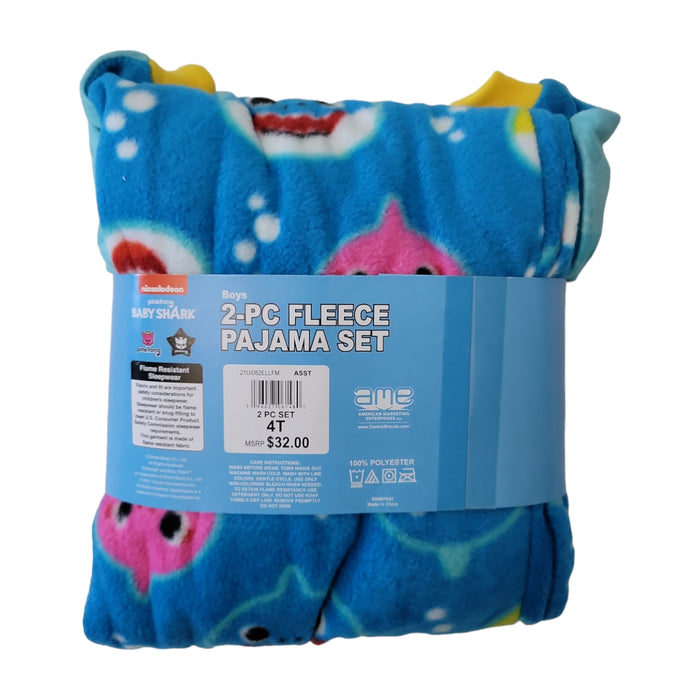 Nickelodeon Baby Shark Boys Warm and Cozy 2 Piece Fleece Pajama Set