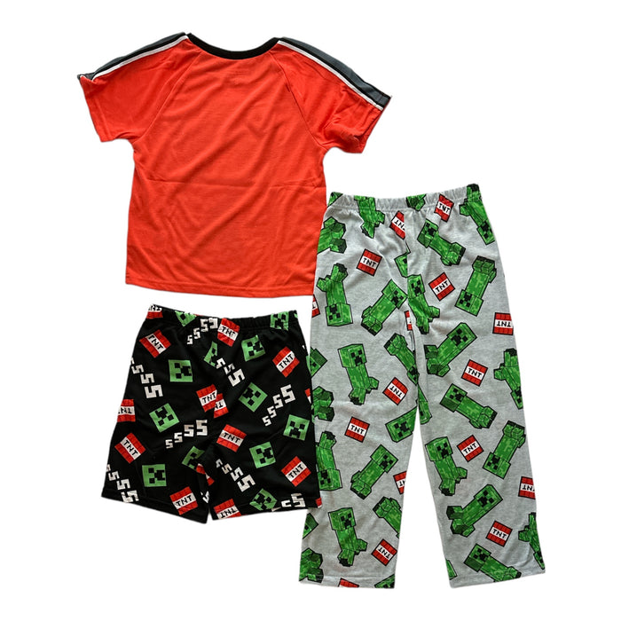 Minecraft Boy's 3 Piece Short & Pant Jersey Pajama Set