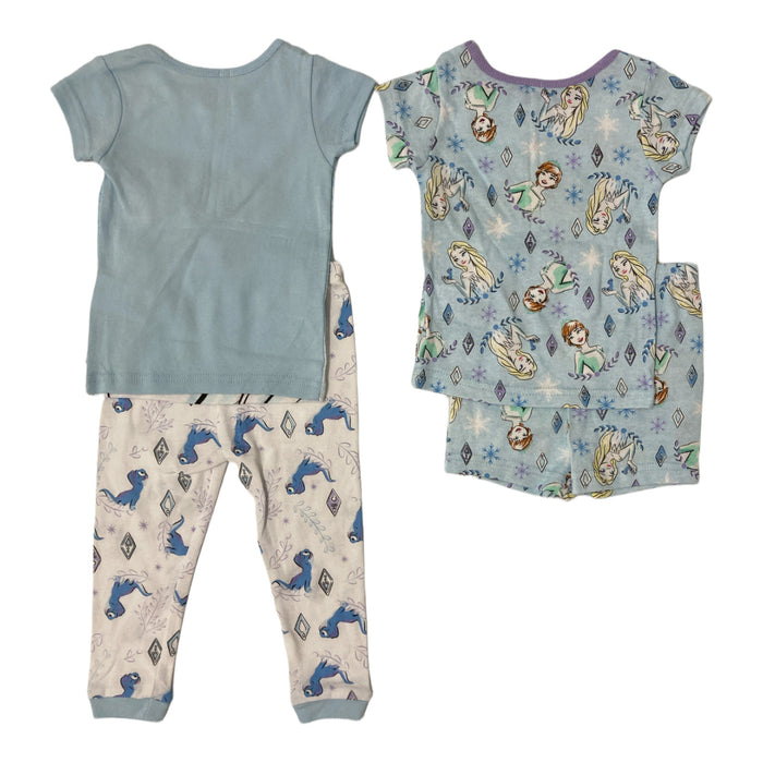 Disney Girl's Frozen 4 Piece Short Sleeve Cotton Pajama Set