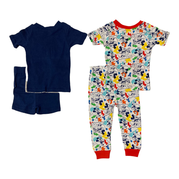 Disney Unisex Mickey Mouse 4 Piece Short Sleeve Cotton Pajama Set