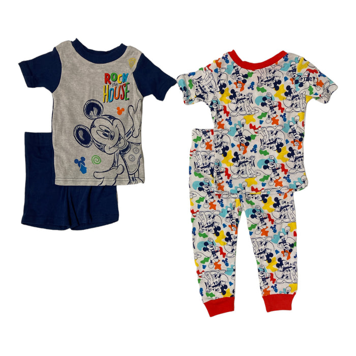 Disney Unisex Mickey Mouse 4 Piece Short Sleeve Cotton Pajama Set