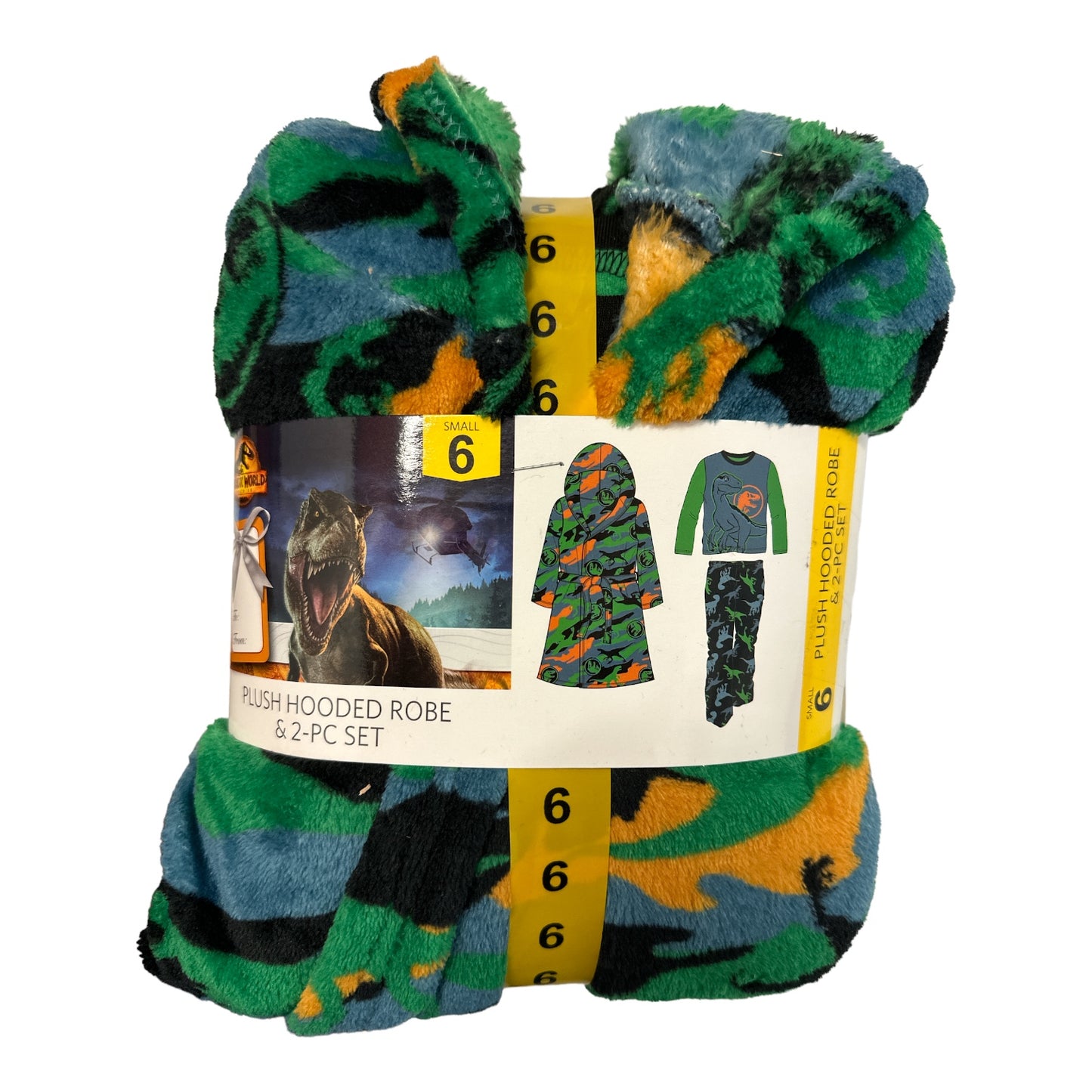Licensed Jurassic World Boy's 3 Piece Hooded Robe & Pajama Set
