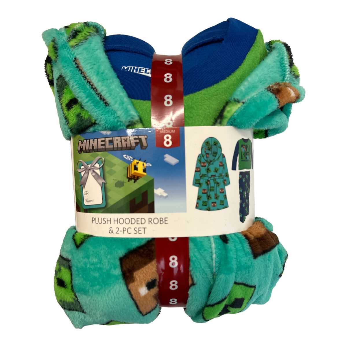 Minecraft Robe Kids Licensed Minecraft Boy's Plush Hooded Robe & 2 Piece Pajama Set ...