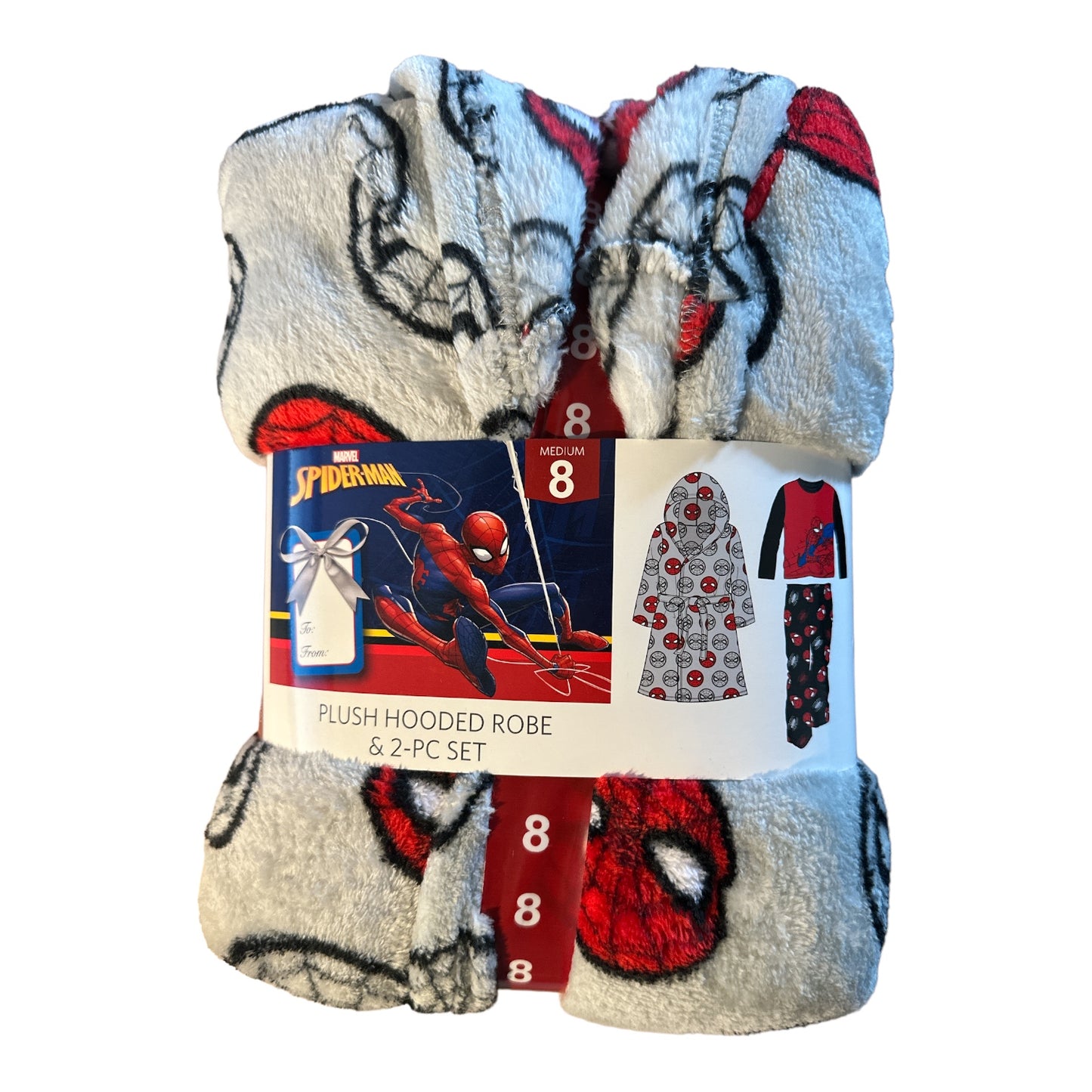 Marvel Boy's Spider-Man Plush Hooded Robe & 2-Piece Pajama Set