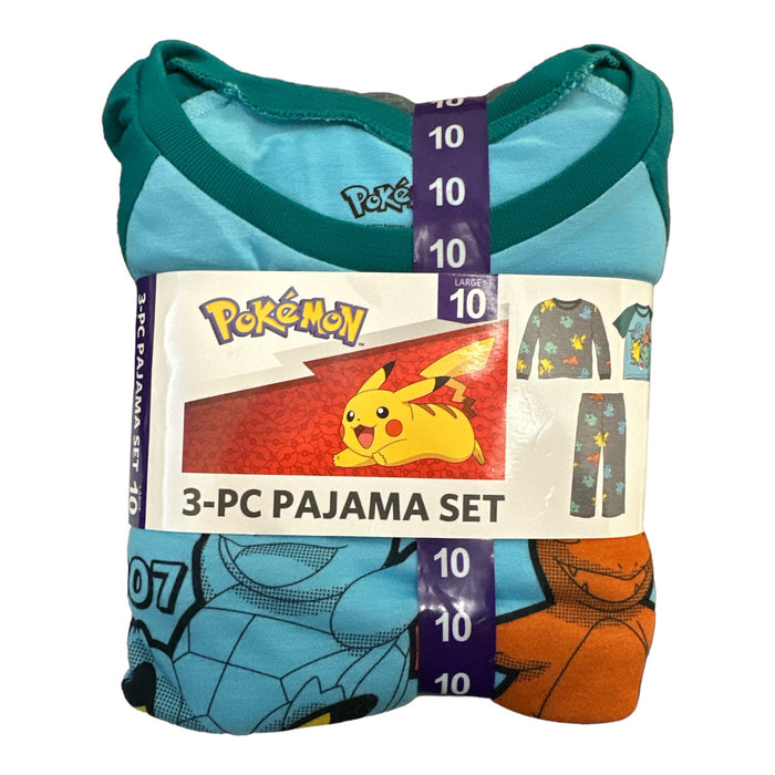 Pokemon Boy's 3-Piece Super Soft 2 Tops & Pant Pajama Set