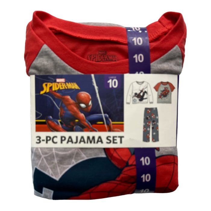 Marvel Spiderman Boy's 3 Piece Long Sleeve, Short Sleeve & Pant Pajama Set