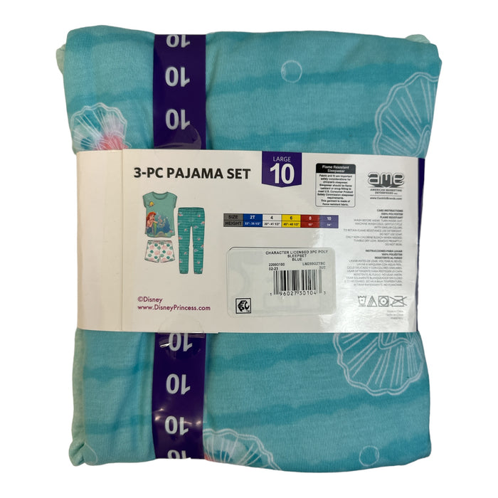 Disney Girl's Licensed 3 Piece Long Sleeve, Short Sleeve & Pant Pajama Set