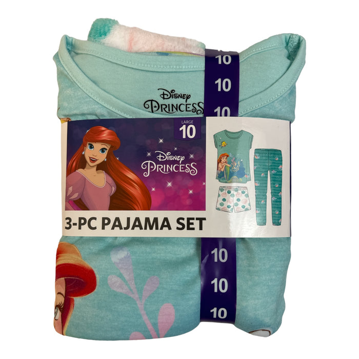 Disney Girl's Licensed 3 Piece Long Sleeve, Short Sleeve & Pant Pajama Set