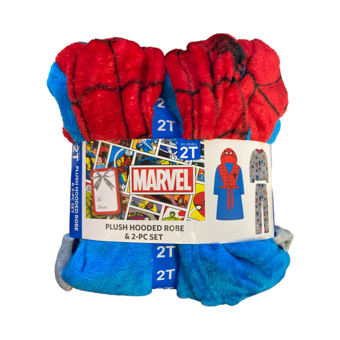 Marvel Boy's Spider-Man Plush Hooded Robe & 2-Piece Pajama Set