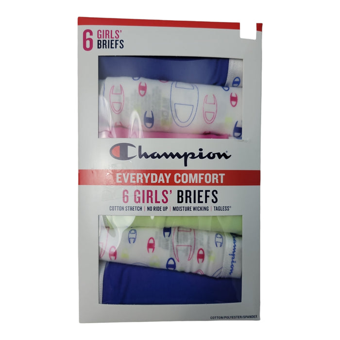 Champion Girls 6-Pack Tagless Breathable Everyday Cotton Brief