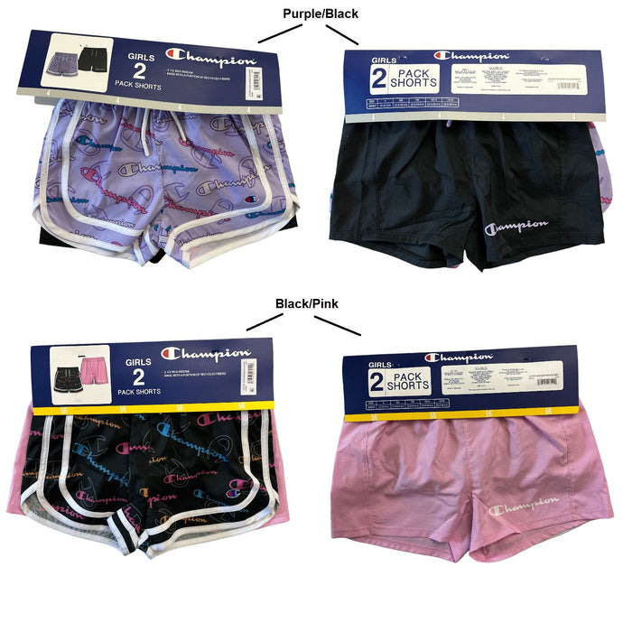 Champion Girl's Adjustable Waist 2-Pack 2.5" Inseam Active Shorts