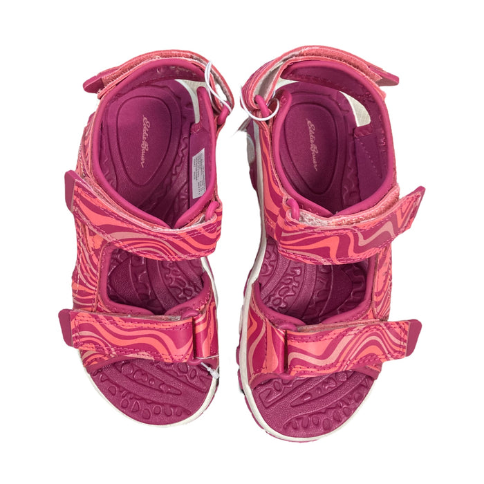 Eddie Bauer Big Girl's Adjustable Strap Jordan River Sandal, Pink Waves