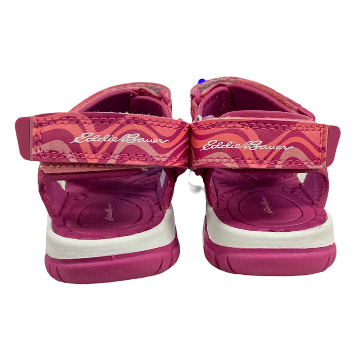 Eddie Bauer Big Girl's Adjustable Strap Jordan River Sandal, Pink Waves