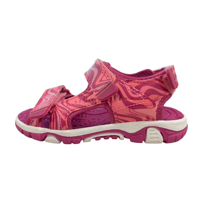 Eddie Bauer Big Girl's Adjustable Strap Jordan River Sandal, Pink Waves