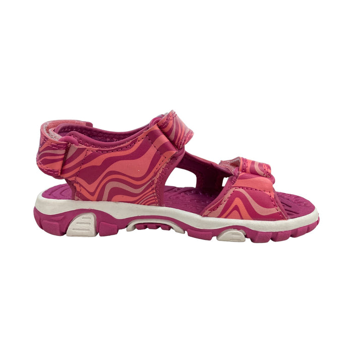 Eddie Bauer Big Girl's Adjustable Strap Jordan River Sandal, Pink Waves