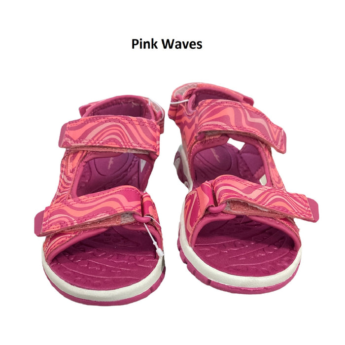 Eddie Bauer Big Girl's Adjustable Strap Jordan River Sandal, Pink Waves