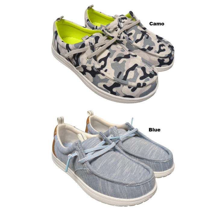 Eddie Bauer Boys Casual Slip-On Canvas Stretch  Lace Loafer