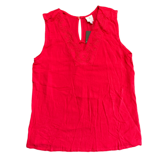 GL Gibson Look Women's Sleeveless V-Neck Embroidered Top