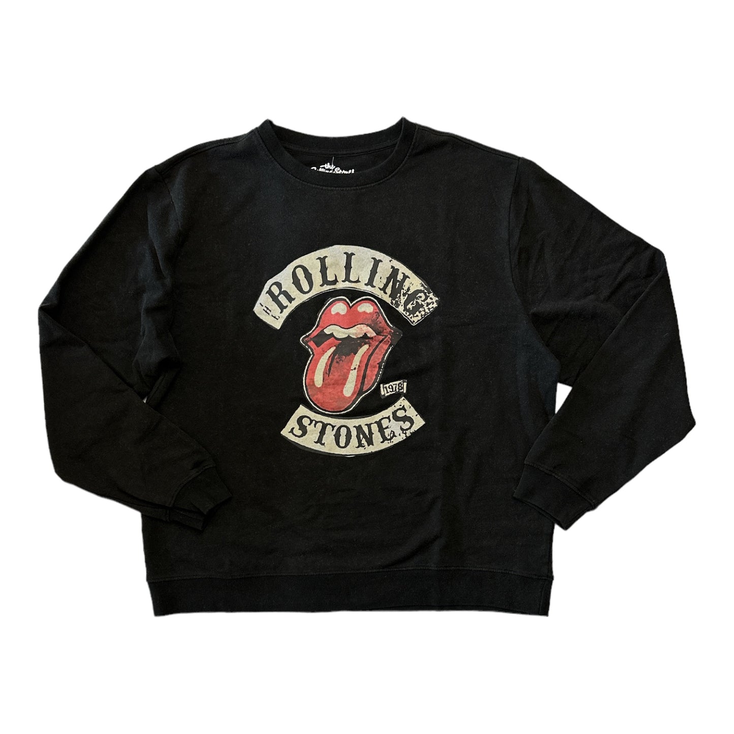 The Rolling Stones Men's Fleece Lined Crewneck Band Graphic Print Sweatshirt