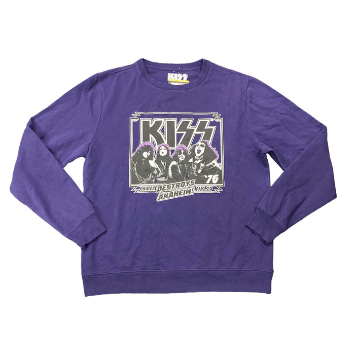 Kiss Men's Crewneck Fleece Lined Graphic Band Print Sweatshirt