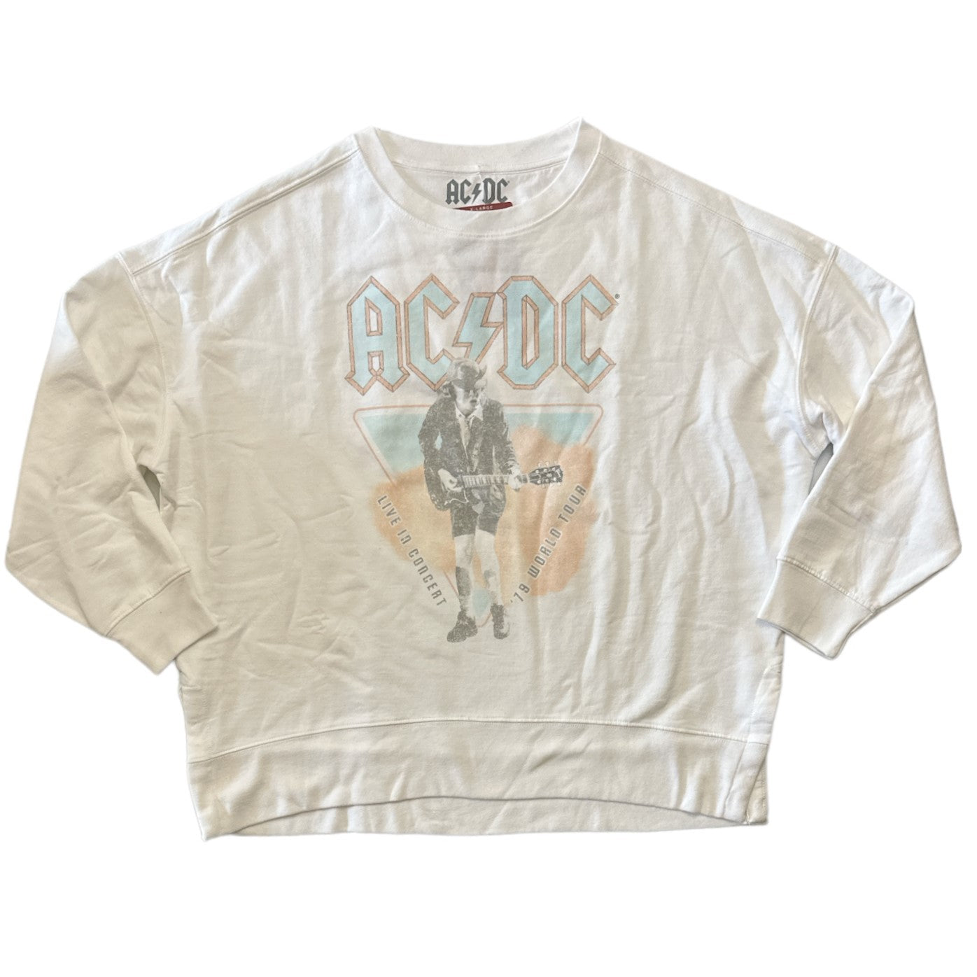 AC/DC Women's Fleece Lined Crewneck Band Graphic Print Sweatshirt