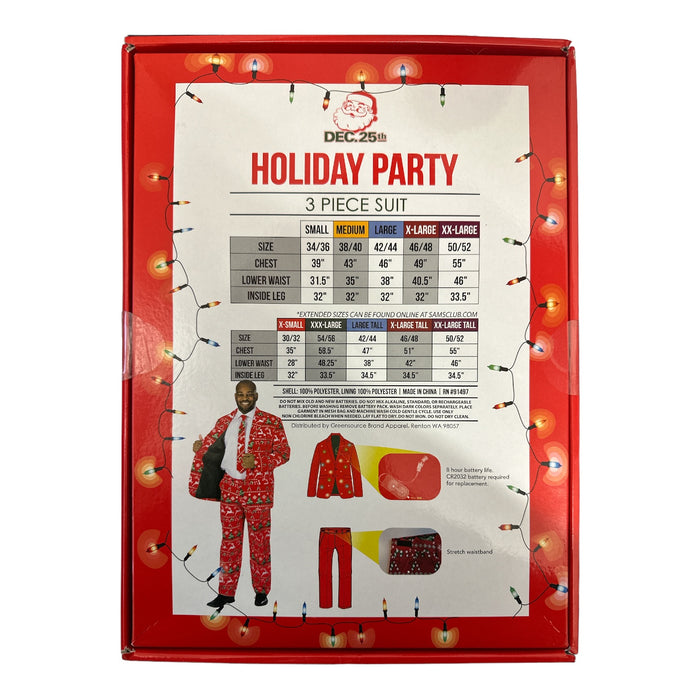 Dec 25th Men's Holiday Life Of The Party 3-Piece LED Light Up Suit Set