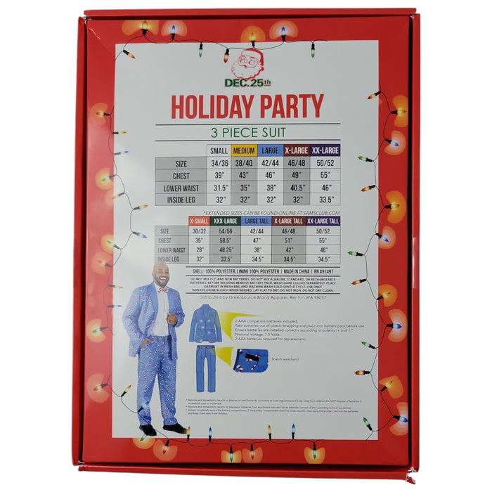 Dec 25th Men's Holiday 3-Piece LED Light Up Suit Set