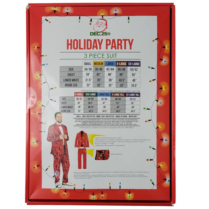 Dec 25th Men's Holiday 3-Piece LED Light Up Suit Set