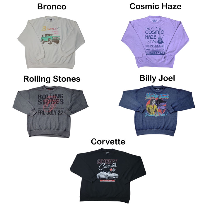 Licensed Women's Retro Styled Ultra Soft Graphic Relaxed Fit Sweatshirt