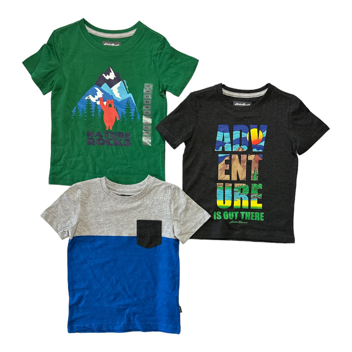 Eddie Bauer Boy's 3-Pack Graphic Print  Crewneck Short Sleeve T-Shirts