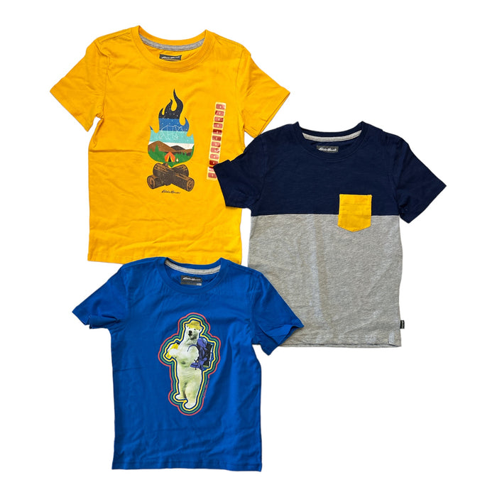 Eddie Bauer Boy's 3-Pack Graphic Print  Crewneck Short Sleeve T-Shirts