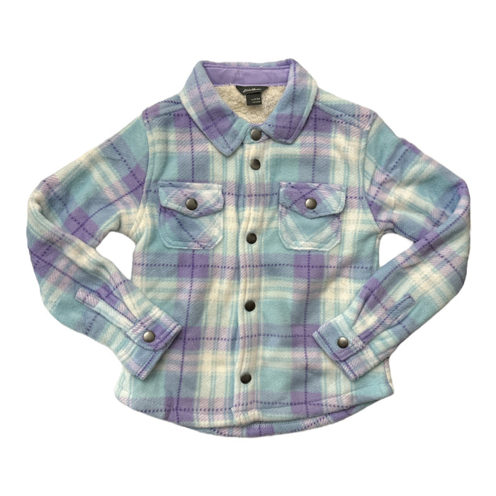 Eddie Bauer Girl's Sherpa Lined Snap Button Closure Fleece Shirt Jacket