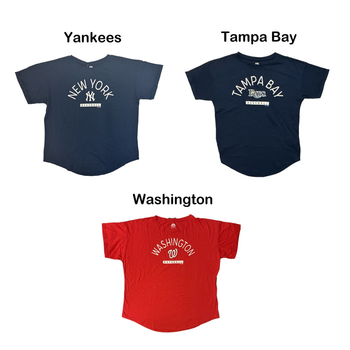 Majestic Women's MLB Rounded Hemline Graphic Short Sleeve Tee