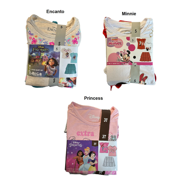 Disney Girl's 3-Piece Short Sleeve Flutter Sleeve & Ruffled Skirt Set