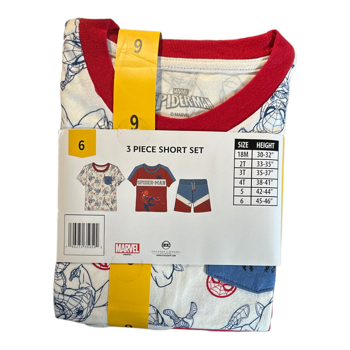 Marvel Spider-Man Boy's 3-Piece Short Sleeve Tees & Short Set