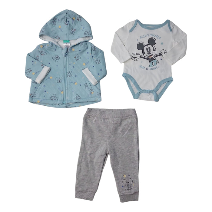 Disney Baby Comfortable Onesie Sweatpants Zippered Hoodie 3 Piece Set